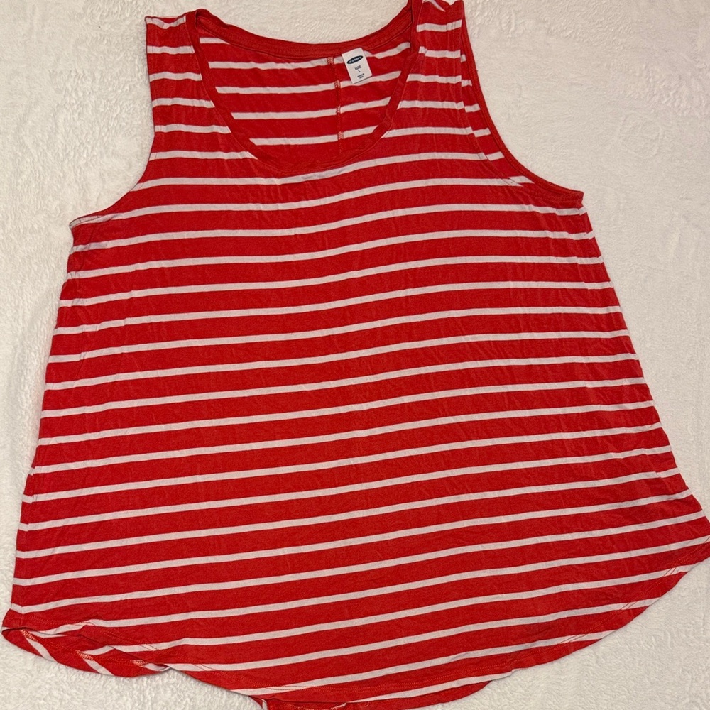Old Navy Coral and White Striped Lux flowy Tank Top